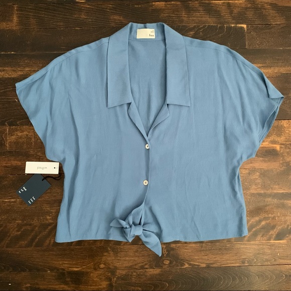 Wilfred Free The Tie Front Blouse in Blue Note BNWT - Picture 2 of 6